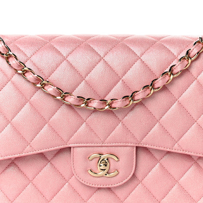 Chanel Iridescent Caviar Quilted Jumbo Double Flap Rose Pink 8 of 11