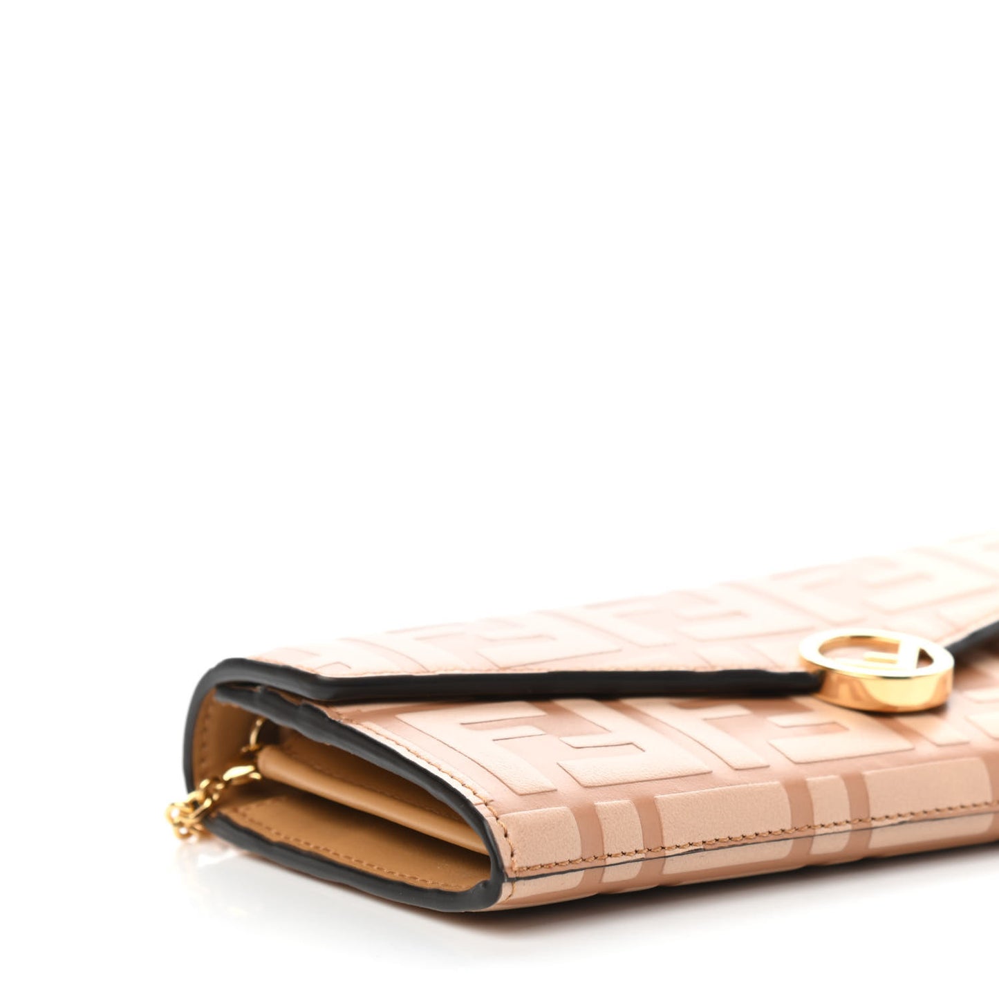 Vitello Termolagoon F is Fendi FF 1974 Embossed Continental Envelope Wallet On Chain Miele Scuro