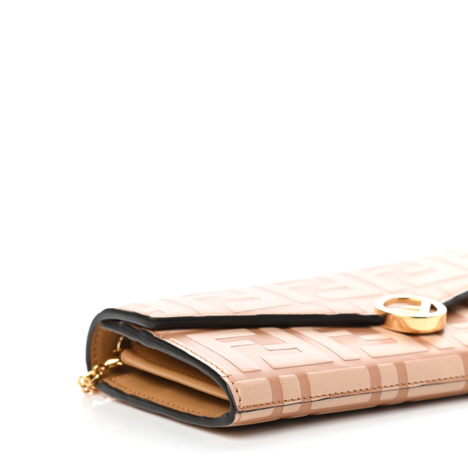 Fendi Vitello Termolagoon F is Fendi FF 1974 Embossed Continental Envelope Wallet On Chain Miele Scuro 8 of 11