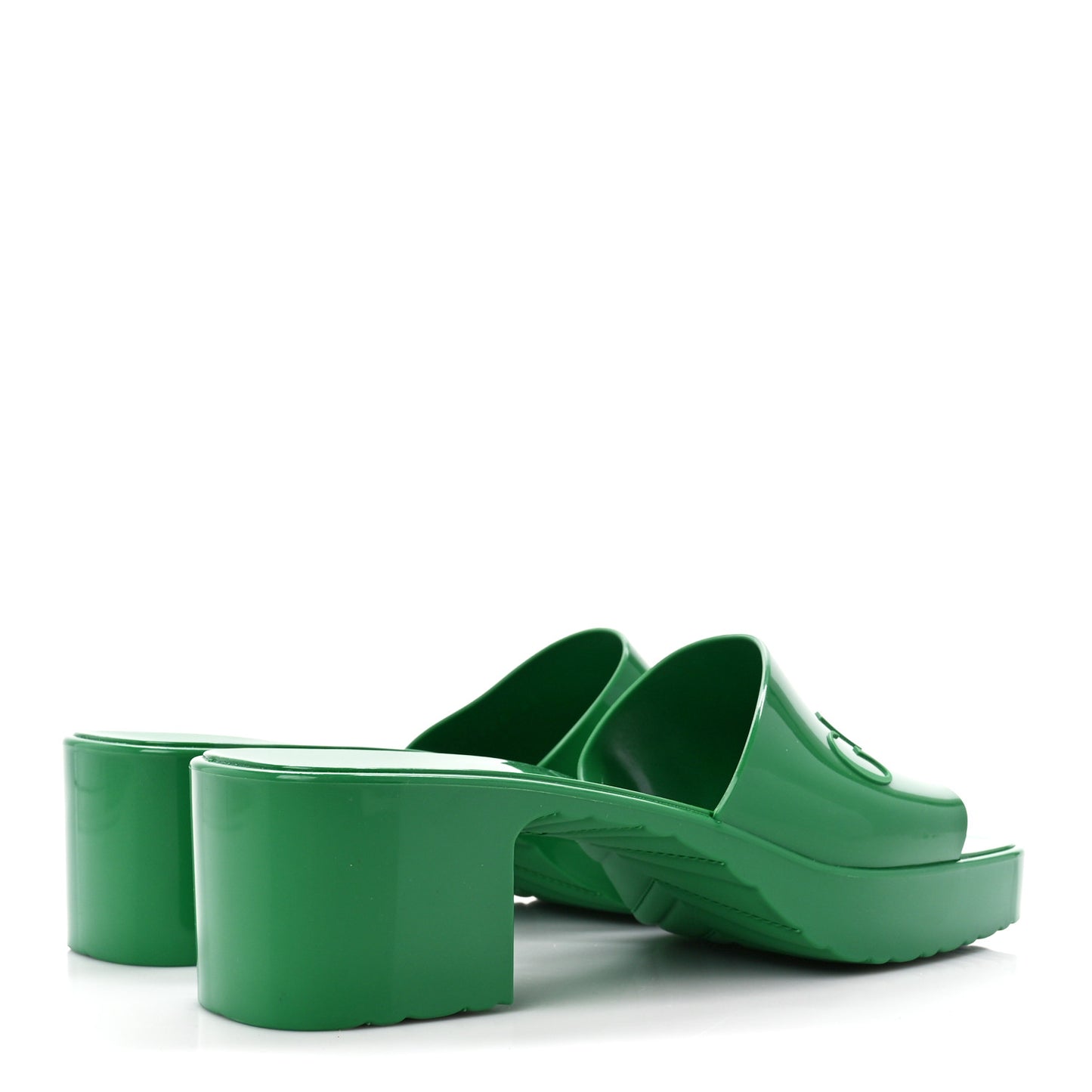 Rubber Gucci Logo Womens Platform 20/60mm Slide Sandals 40 New Shamarock