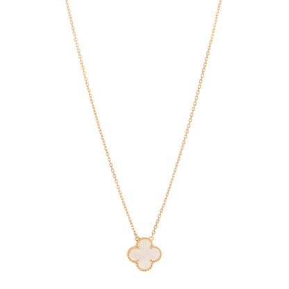 Van Cleef & Arpels 18K Yellow Gold Mother of Pearl Vintage Alhambra Pendant Necklace 1 of 5