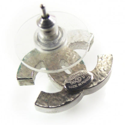 Chanel Crystal CC Logo Earrings Silver 4 of 4