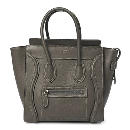 Celine Drummed Calfskin Micro Luggage Souris 1 of 9