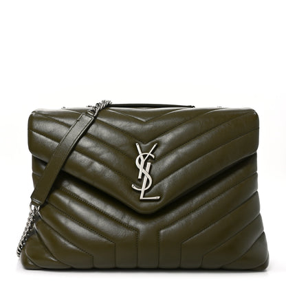 Saint Laurent Calfskin Y Quilted Monogram Medium Loulou Chain Satchel Military Olive 1 of 10