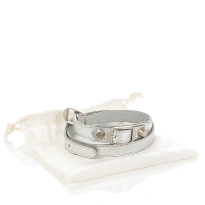 Balenciaga Agneau Arena Classic Hardware Triple Tour M Bracelet Gris Aluminum 6 of 6