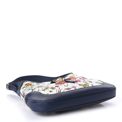 Gucci Canvas Flora Medium Jackie Hobo Blue Agata 4 of 10