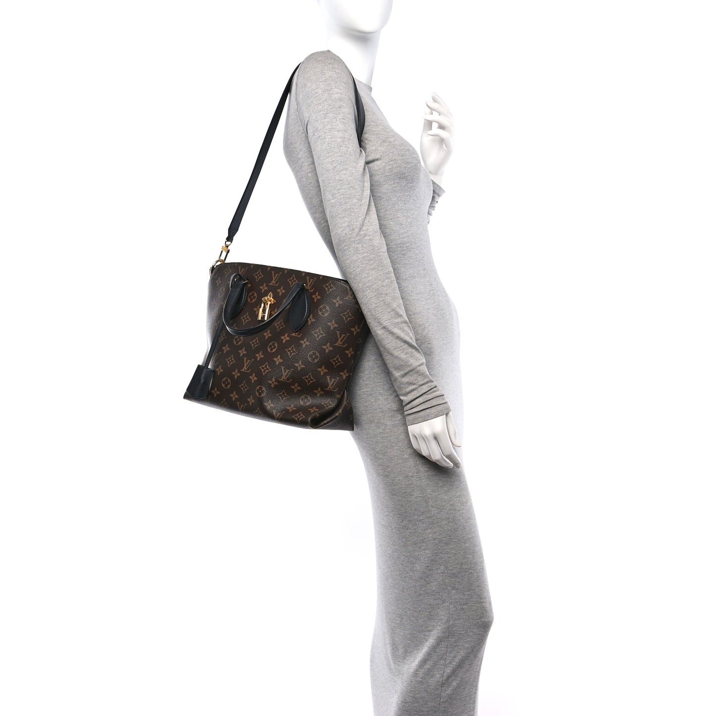 Monogram Flower Zipped Tote MM Black