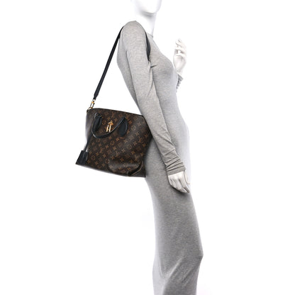 Louis Vuitton Monogram Flower Zipped Tote MM Black 2 of 10