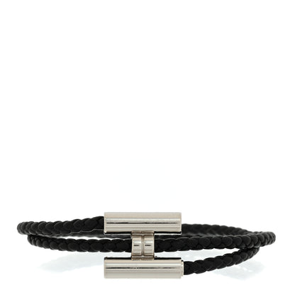 Hermes Swift Double Wrap Cord Tournis Tresse Bracelet T6 Black 1 of 4