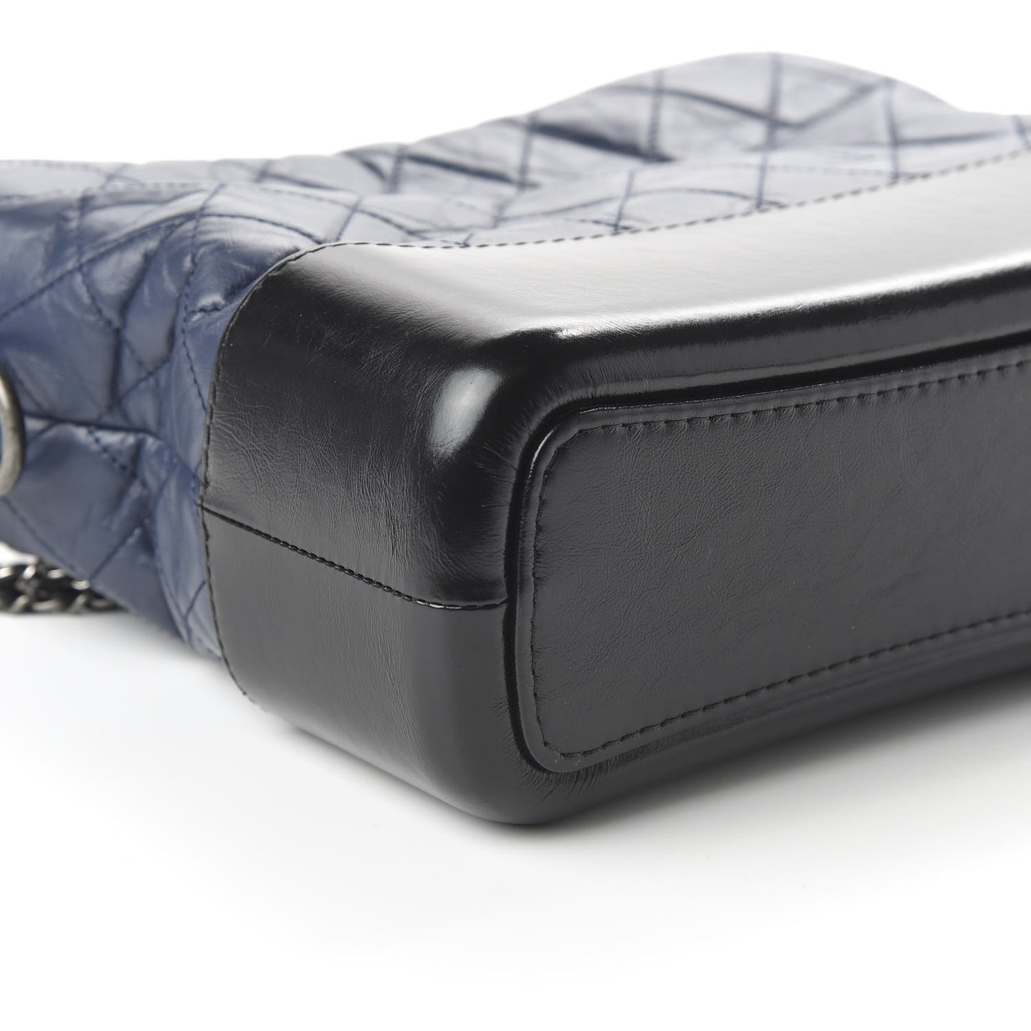 Aged Calfskin Quilted Medium Gabrielle Hobo Navy Black