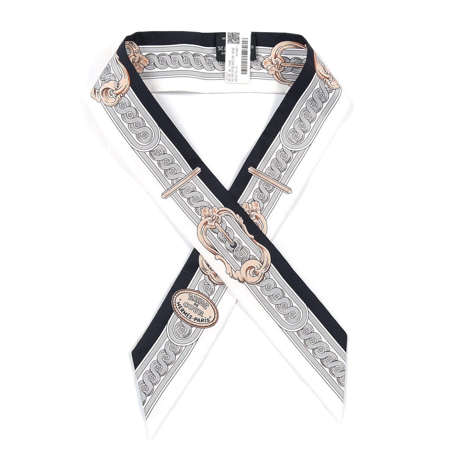 Hermes Silk Bride De Cour Twilly Black White Or Rose 1 of 4