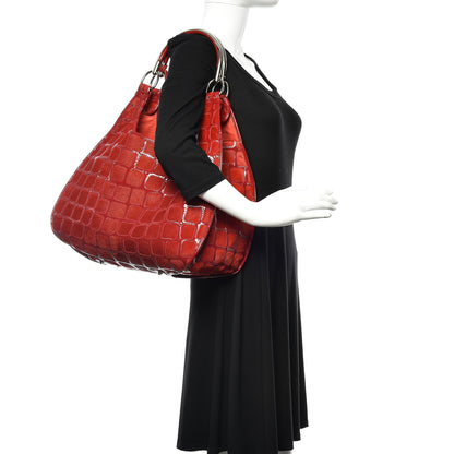 Christian Dior Pony Hair Patent 61 Tote Red 2 of 11