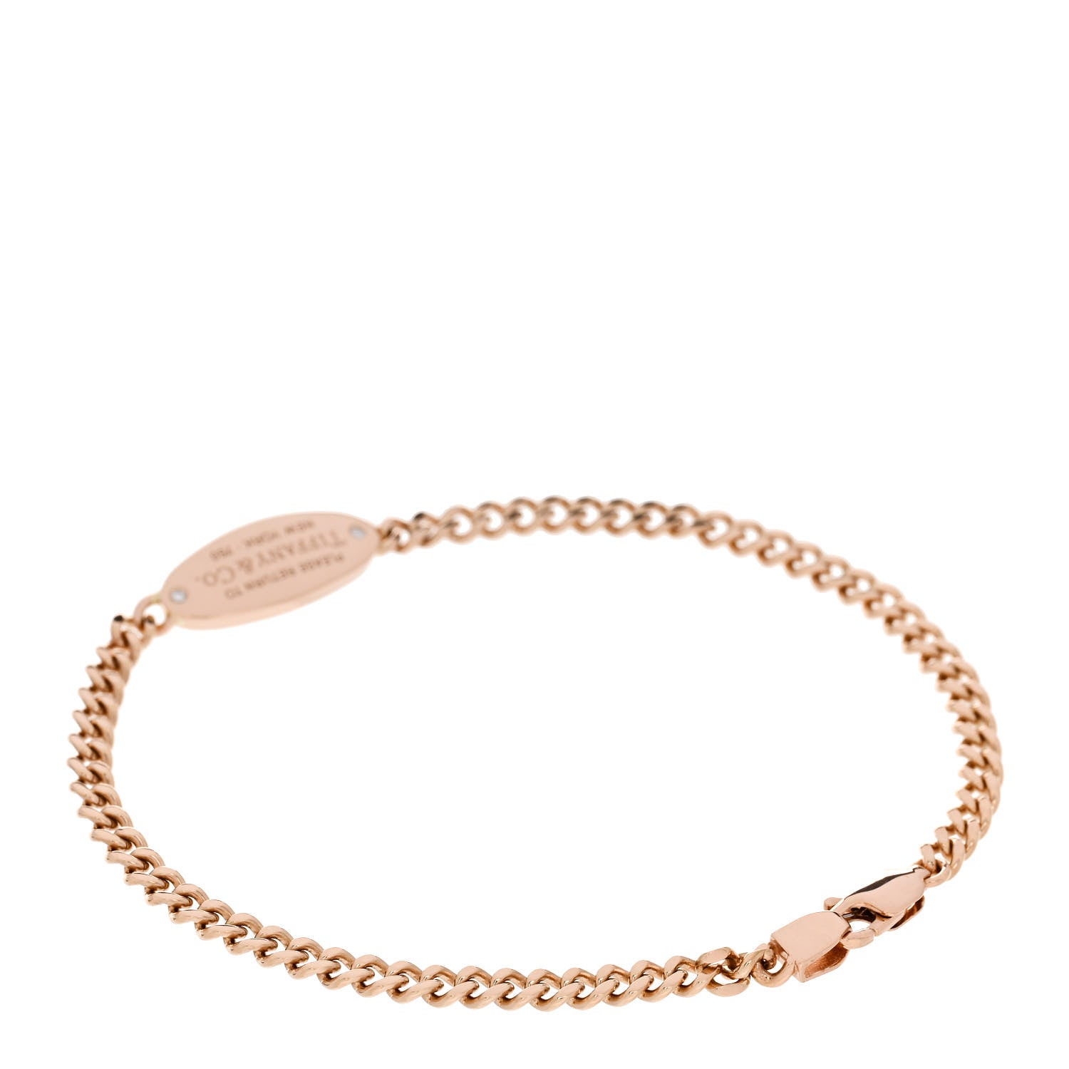Tiffany 18K Rose Gold Diamond Return To Tiffany Oval ID Bracelet 2 of 4
