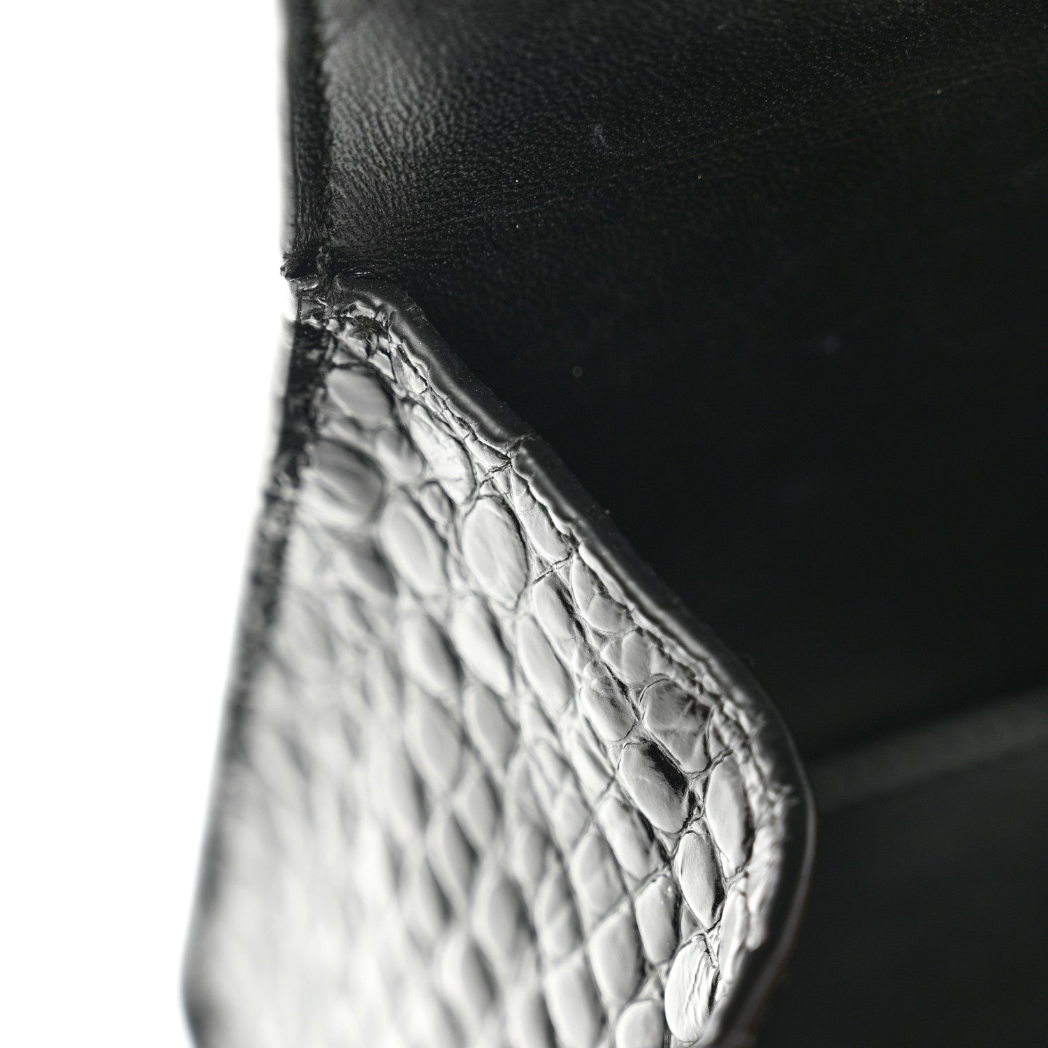 Balenciaga Shiny Calfskin Crocodile Embossed Hourglass Top Handle Bag XS Black 10 of 11