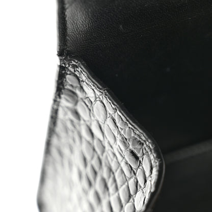 Balenciaga Shiny Calfskin Crocodile Embossed Hourglass Top Handle Bag XS Black 10 of 11