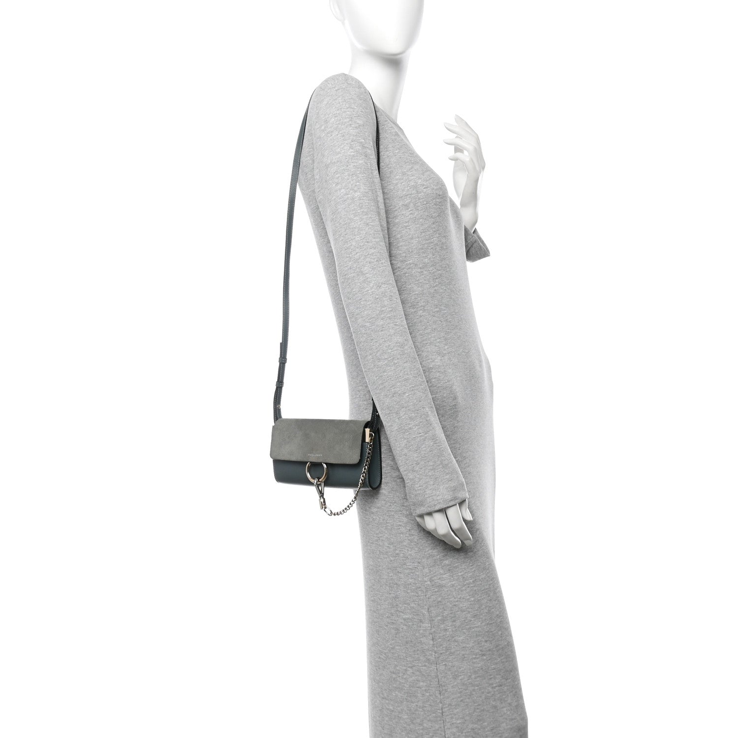 Chloe Suede Calfskin Mini Faye Shoulder Bag Cloudy Blue 2 of 13