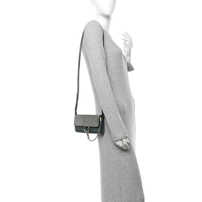 Chloe Suede Calfskin Mini Faye Shoulder Bag Cloudy Blue 2 of 13