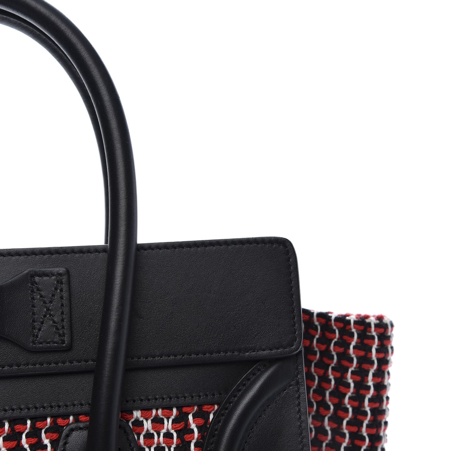 Smooth Calfskin Tweed Micro Luggage Black Scarlet