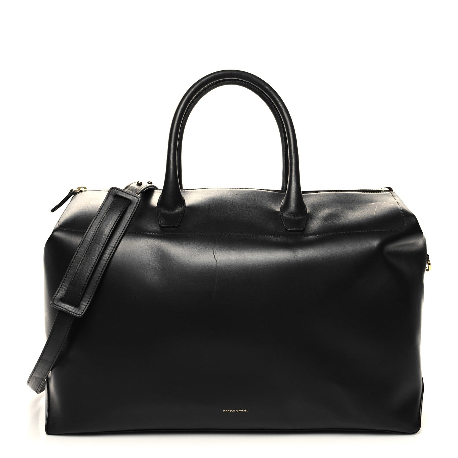 Mansur Gavriel Calfskin Holdall Duffle Bag Black 1 of 11