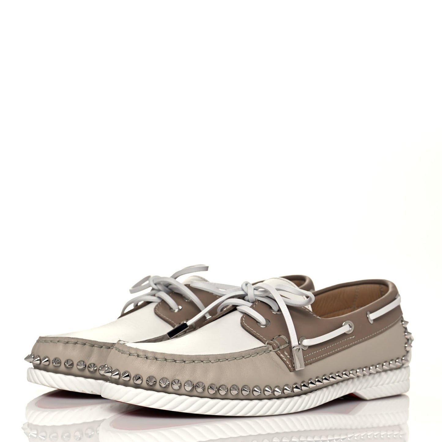 Calfskin Steckel Spike Flats 41.5 Colombe