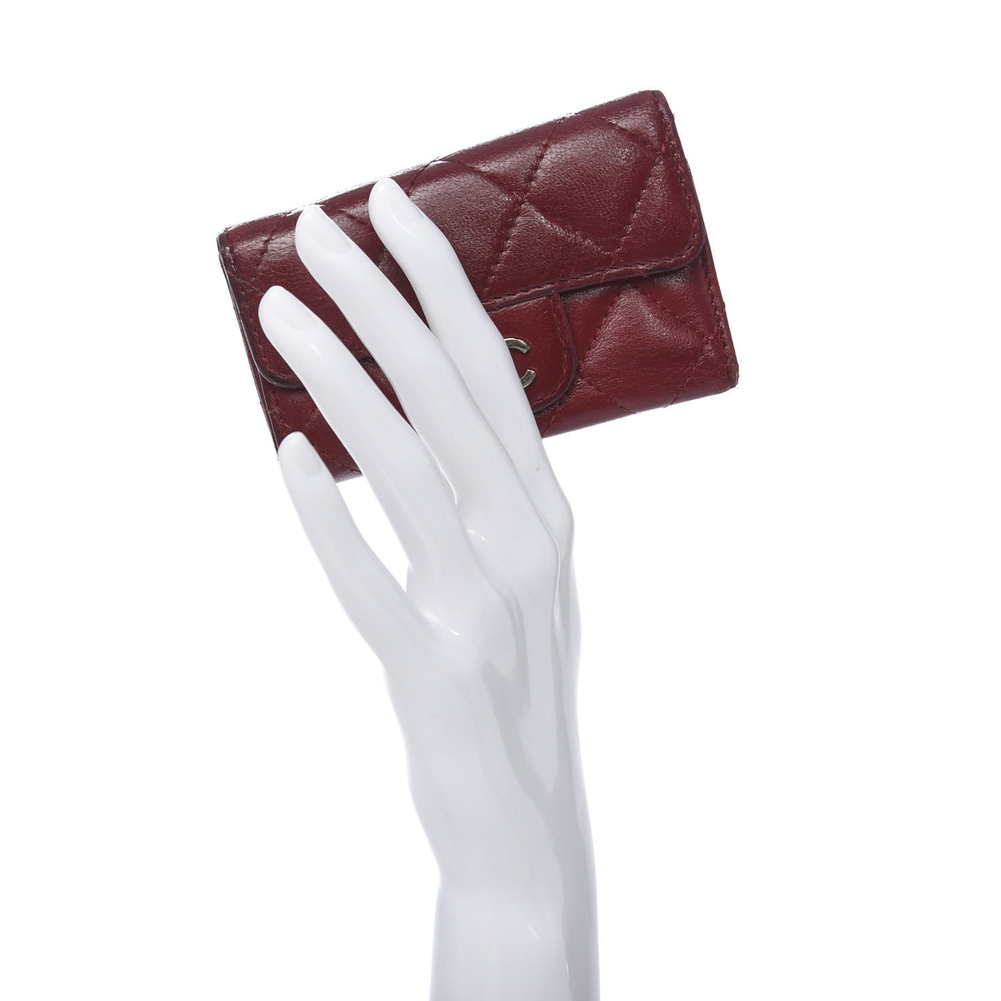 Lambskin Quilted 6 Key Holder Red