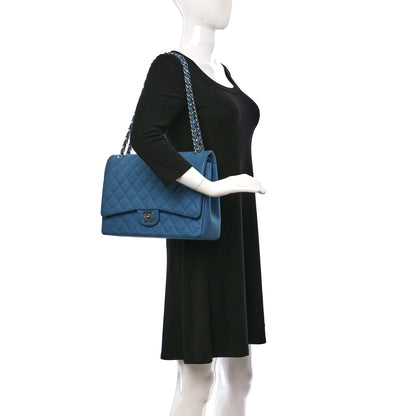 Chanel Caviar Quilted Maxi Double Flap Blue 2 of 9
