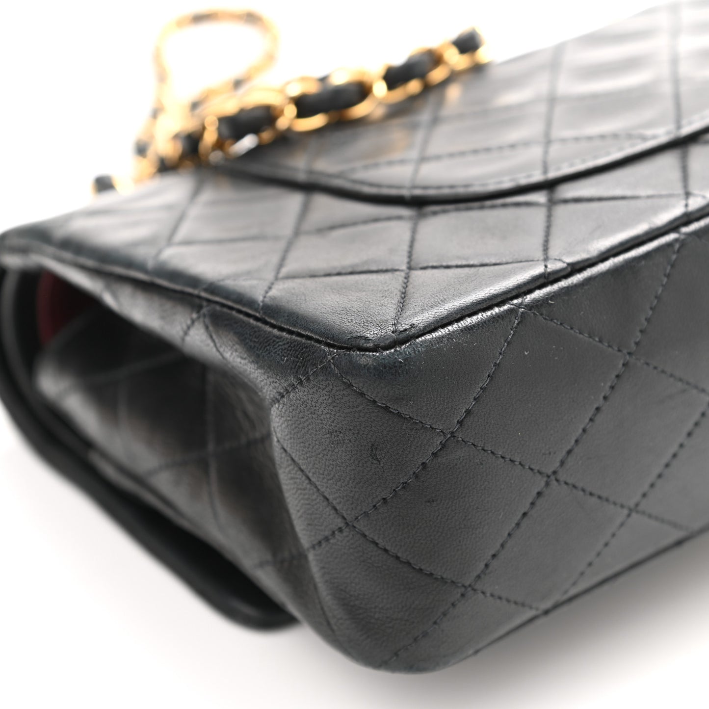Lambskin Quilted Medium Double Flap Black