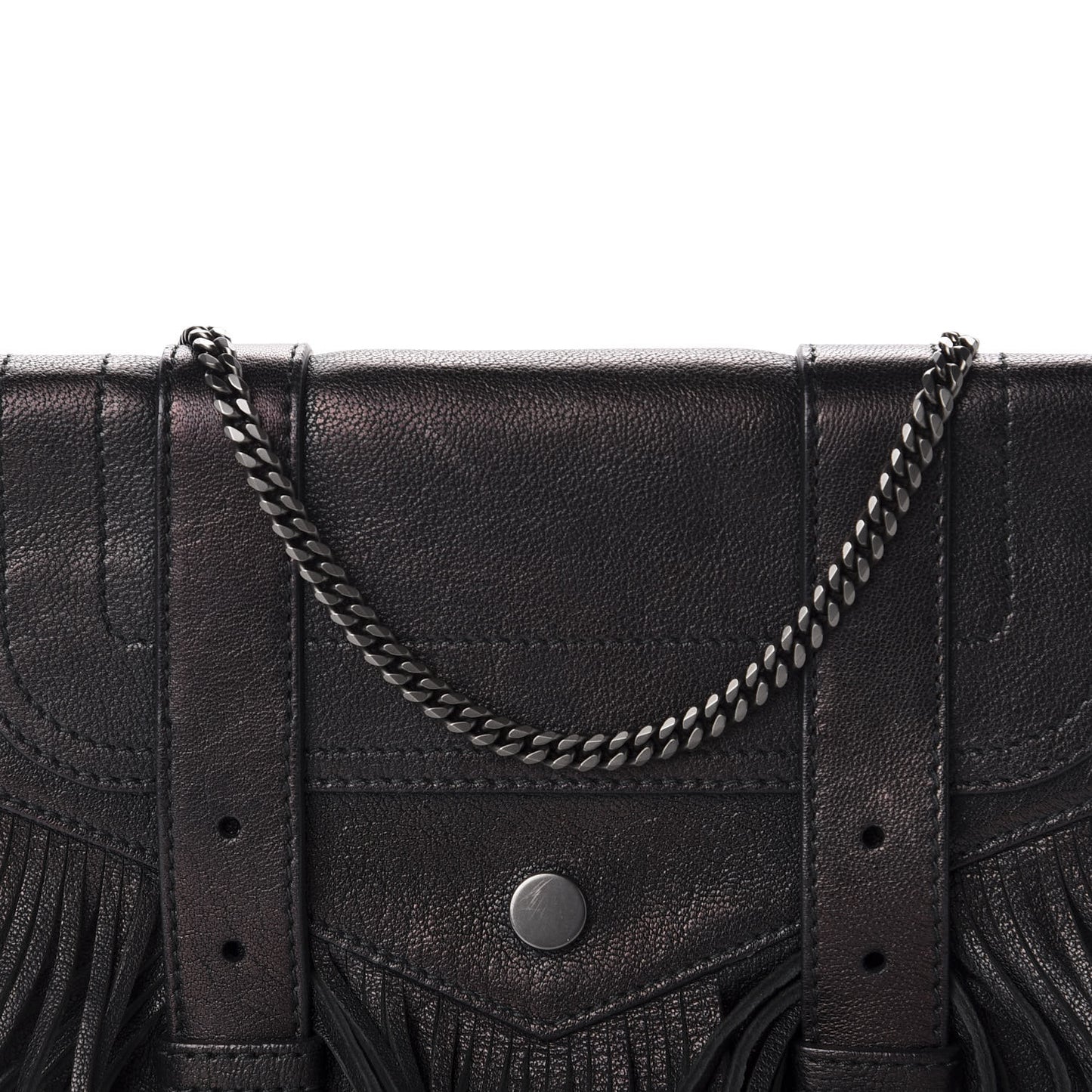 Lambskin Fringe PS1 Chain Wallet Black