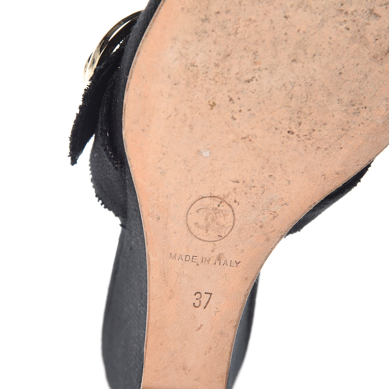 Chanel Canvas Heart CC Wedge Sandals 37 Black 12 of 15