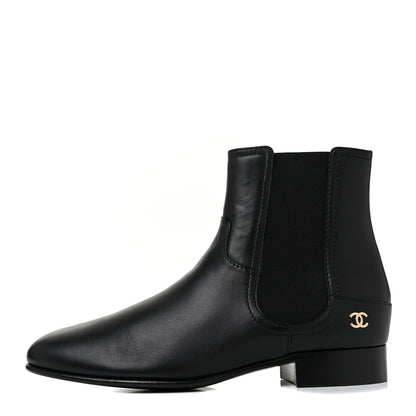 Chanel Calfskin Elastic Short Boots 40 Black 1 of 9