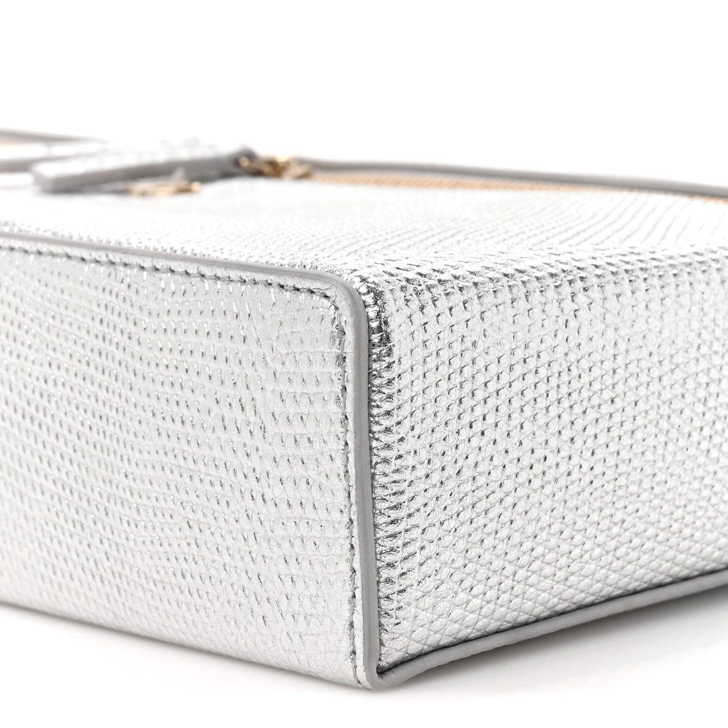 Chanel Lizard Embossed Calfskin Top Handle Slim Vanity With Chain Silvery 9 of 11