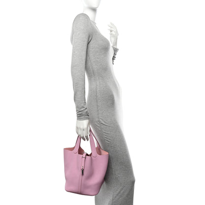 Hermes Taurillon Clemence Picotin Lock 22 MM Mauve Sylvestre 2 of 11