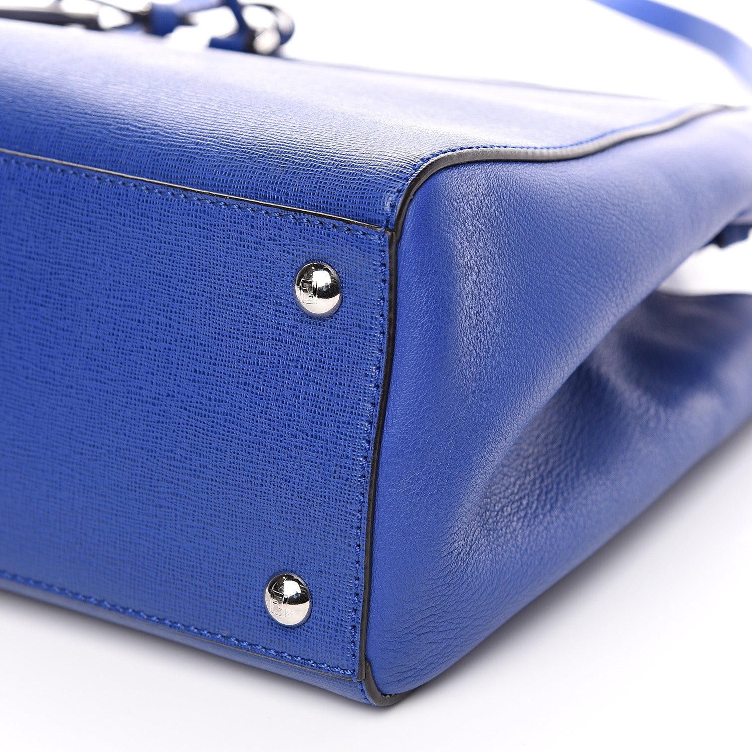 Fendi Vitello Elite Petite 2Jours Tote Blue Neon 8 of 8