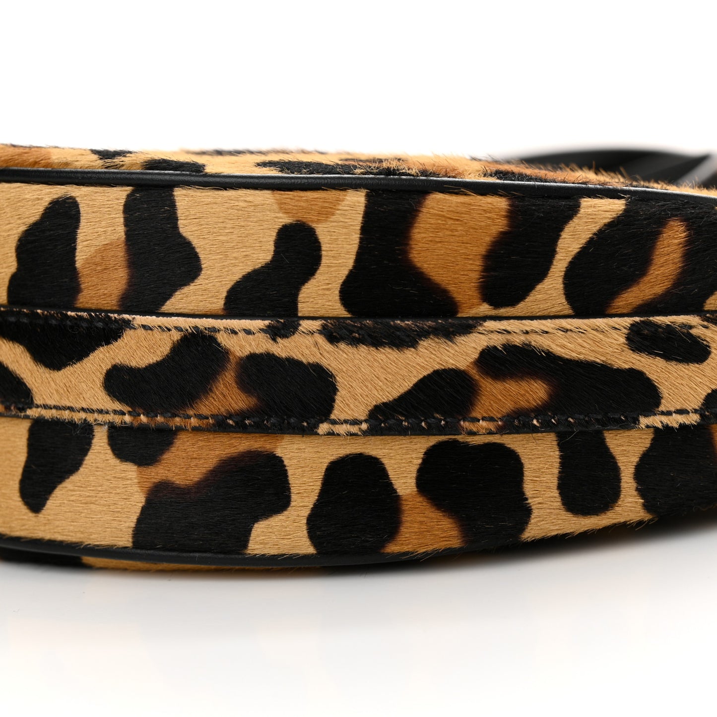 Calf Hair Leopard Print Arque Shoulder Bag Honey