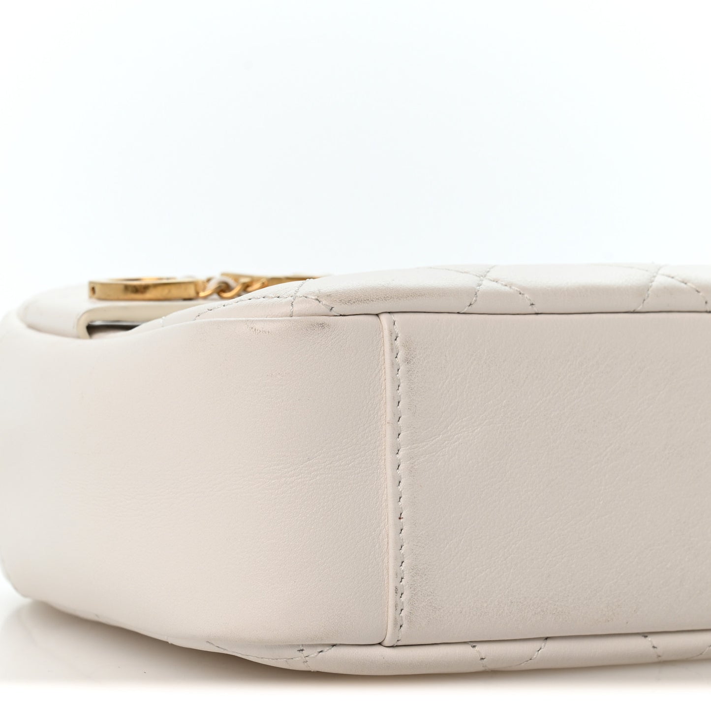 Calfskin Quilted Enchained Camera Case Bag White