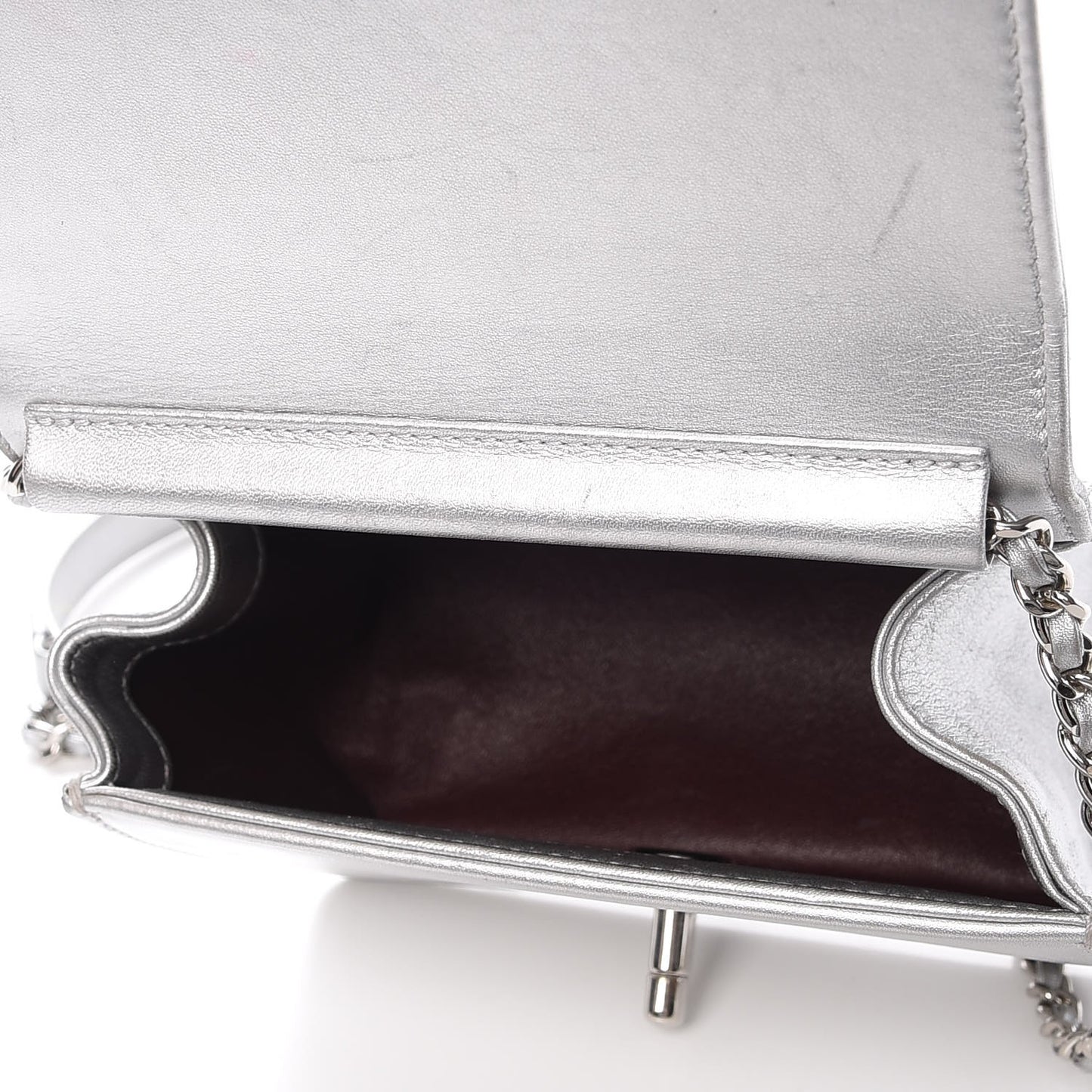 Metallic Calfskin Mini Propeller Flap Silver
