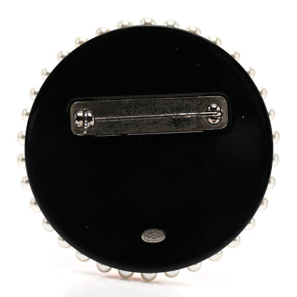 Chanel Metal Resin Pearl Emoji Brooch Silver Pink 3 of 4