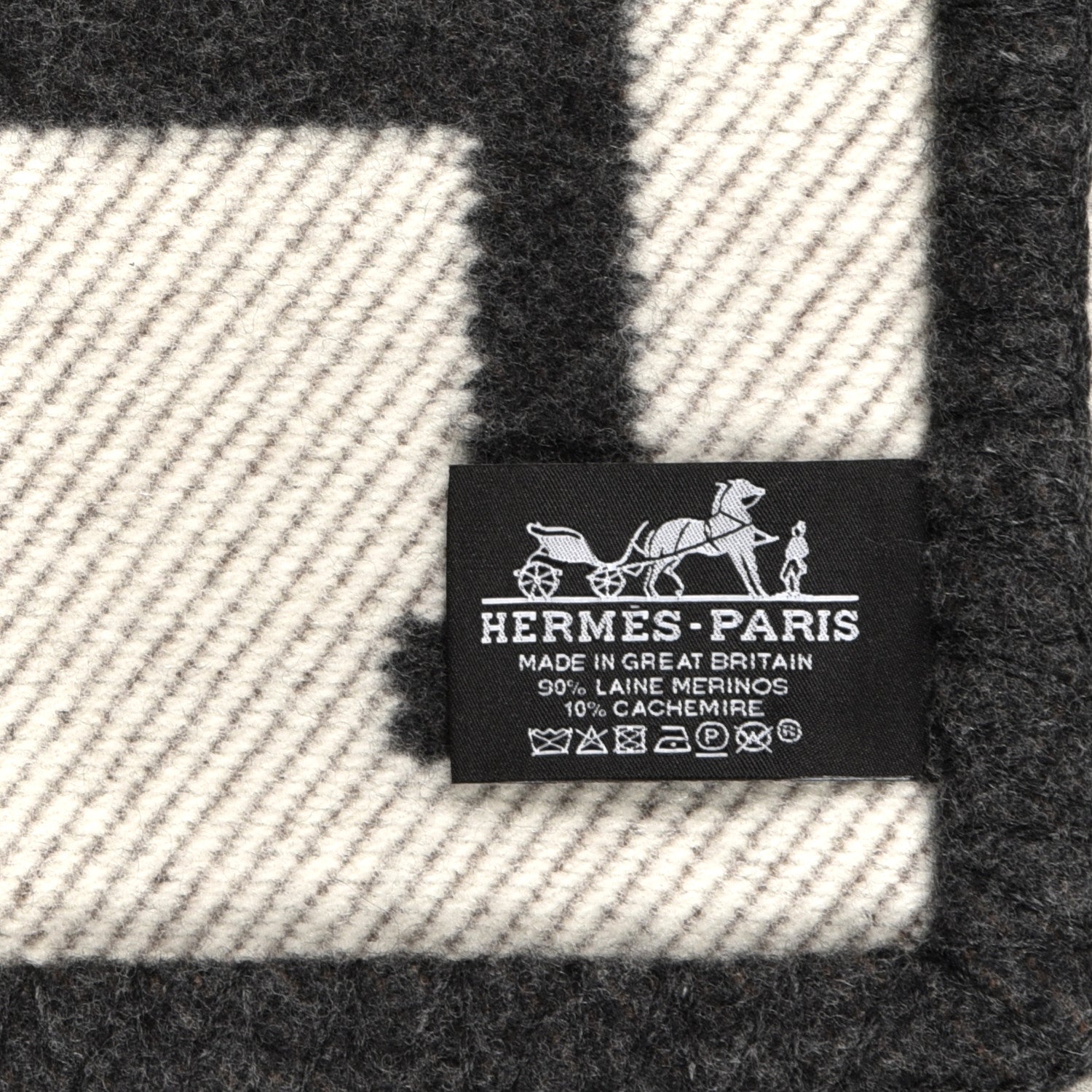 Hermes Wool Cashmere Avalon Blanket Ecru Gris Fonce 3 of 3