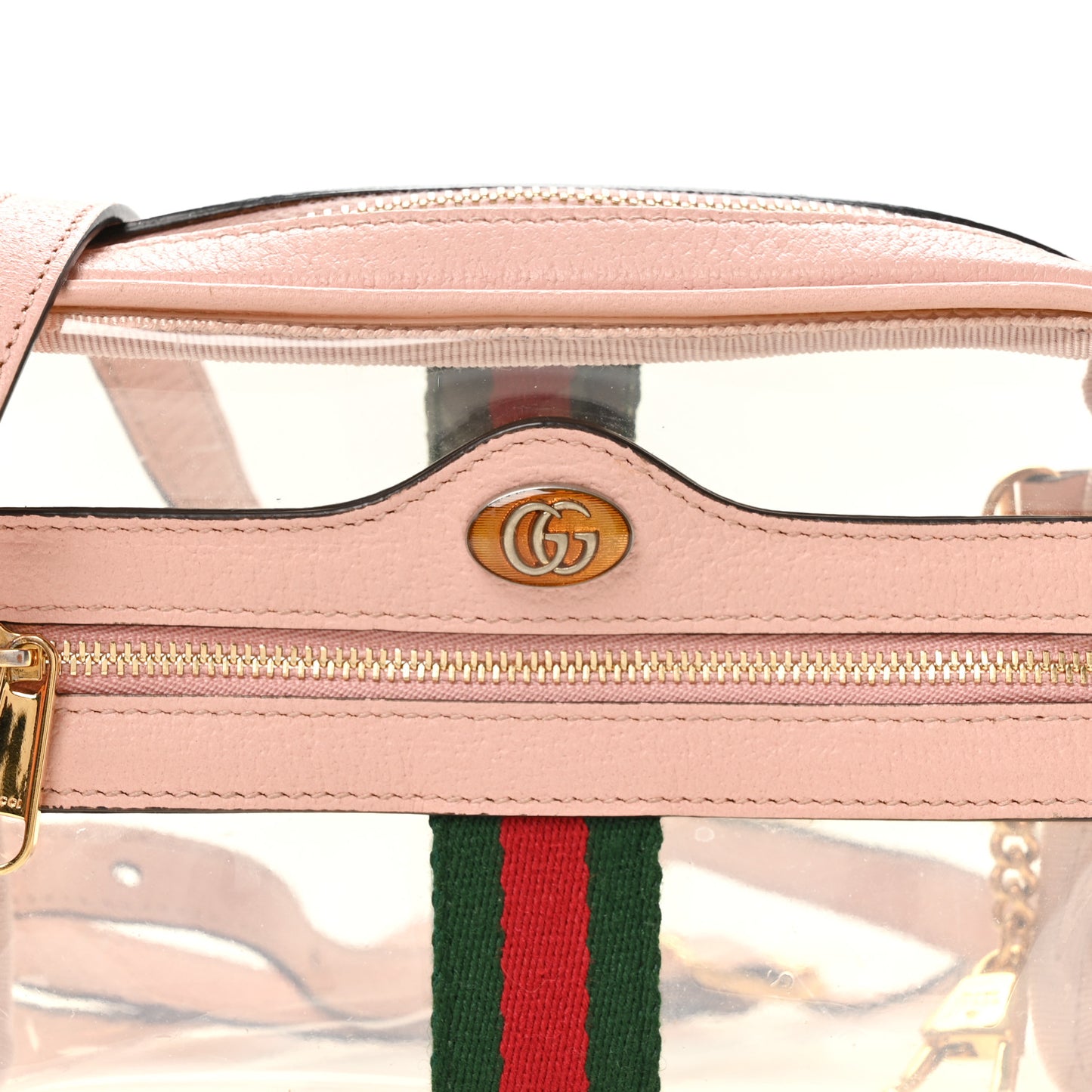 Vinyl Web Mini Ophidia Transparent Shoulder Bag Perfect Pink