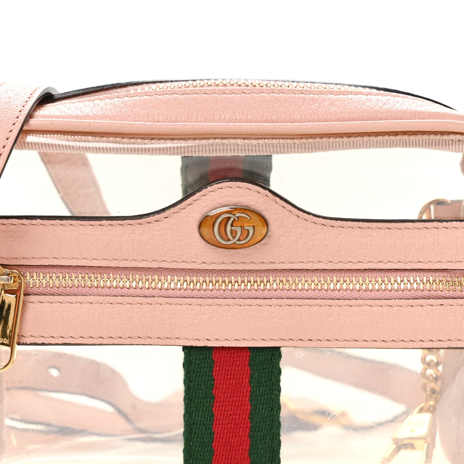 Gucci Vinyl Web Mini Ophidia Transparent Shoulder Bag Perfect Pink 7 of 9
