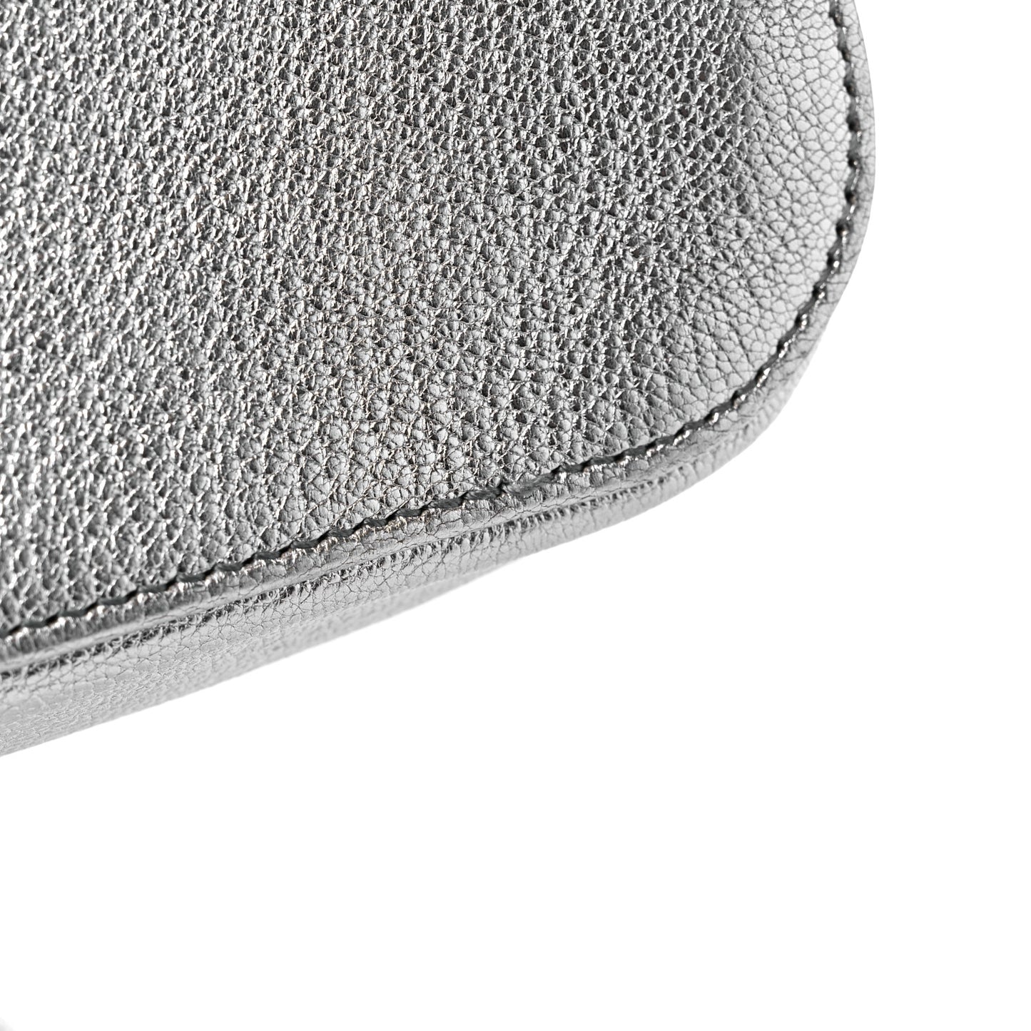 Metallic Goatskin Logo XS Everyday Camera Bag Argent Black
