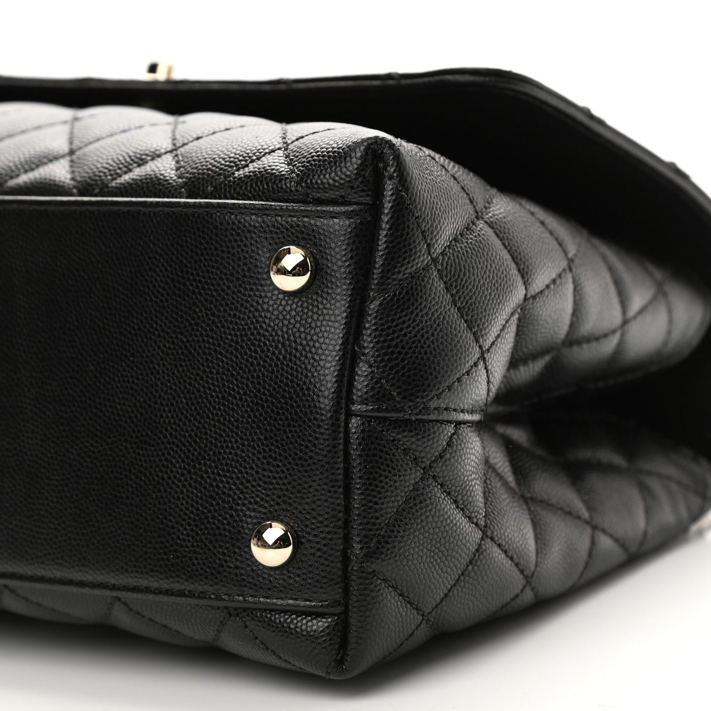 Caviar Quilted Small Coco Handle Flap Black