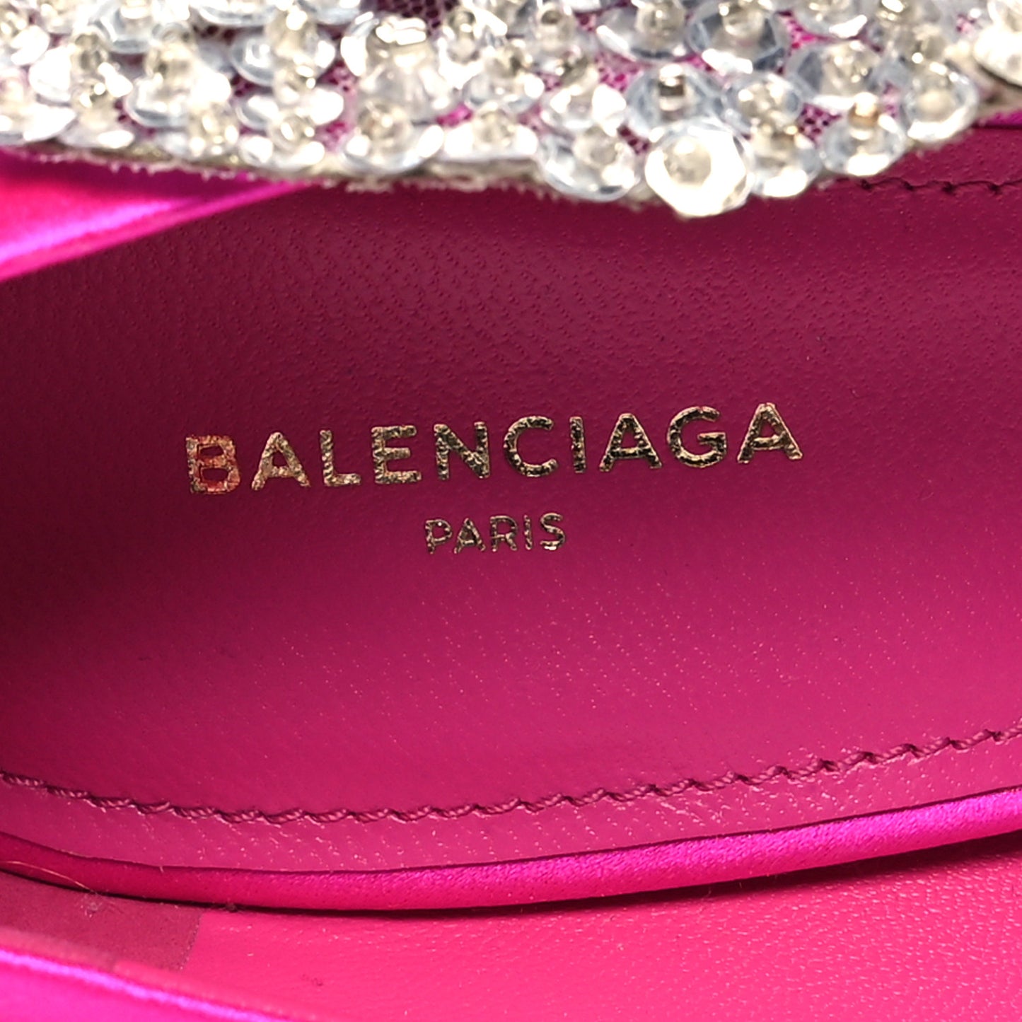 Satin Crystal Embellished Talon Slash Pumps 36 Rose Fuchsia