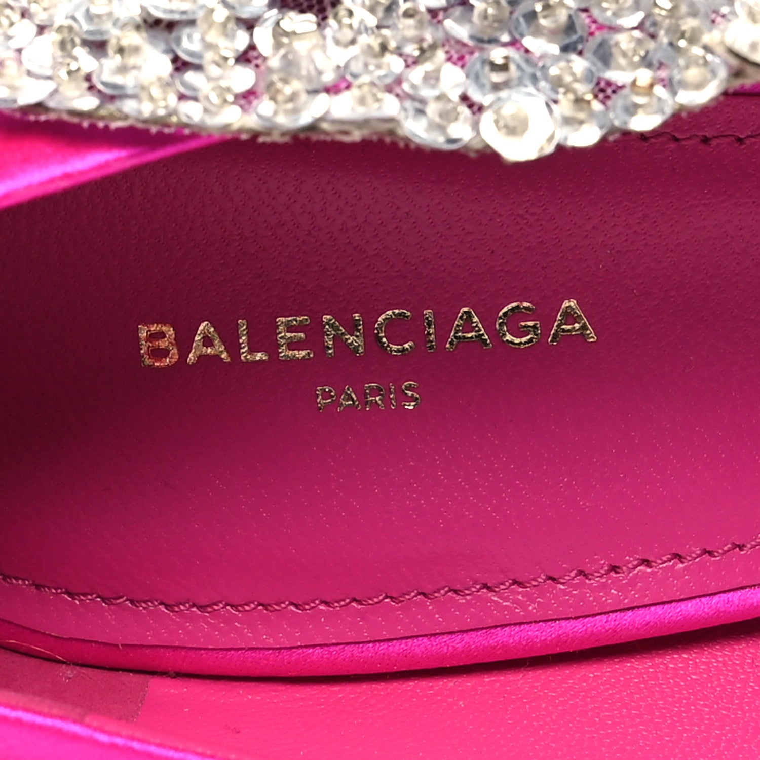 Balenciaga Satin Crystal Embellished Talon Slash Pumps 36 Rose Fuchsia 8 of 8