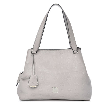 MCM Calfskin Ottomar Monogram Essential Hobo Dove 1 of 8