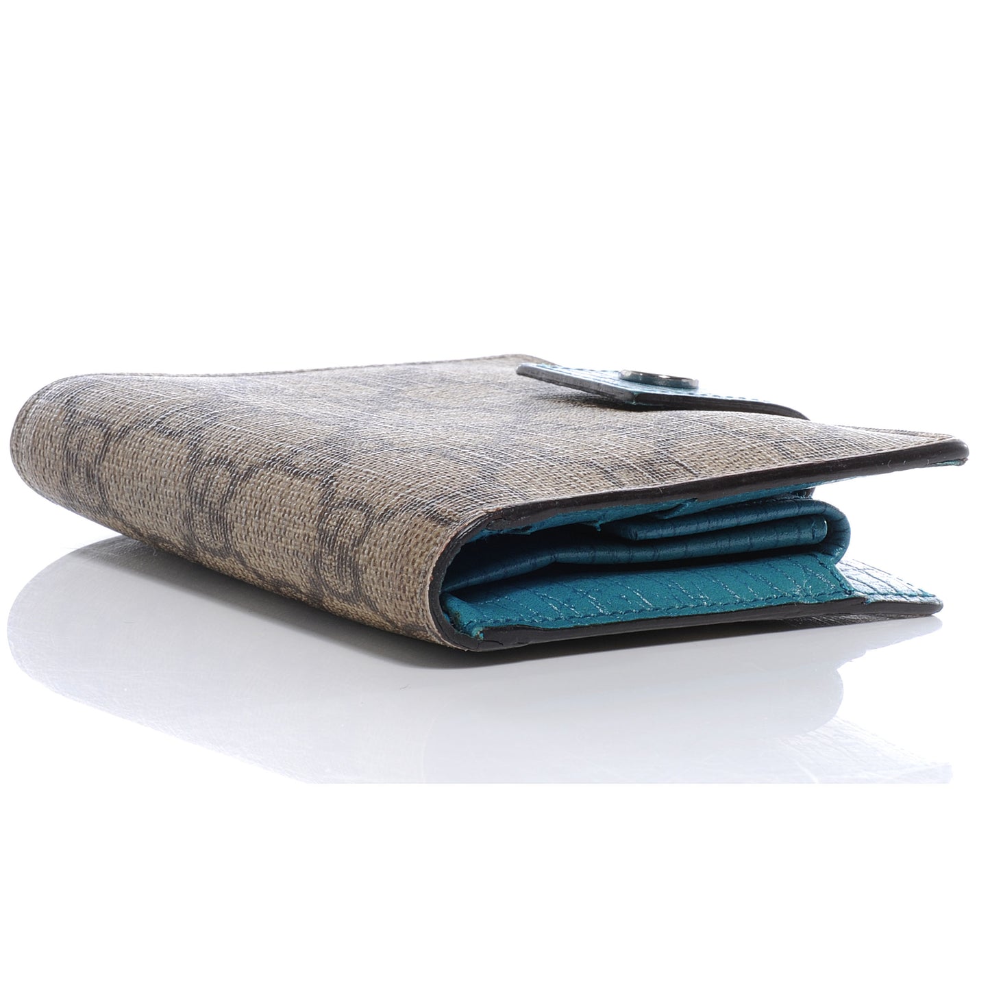 GG Plus Monogram Ladies GG French Wallet Turquoise