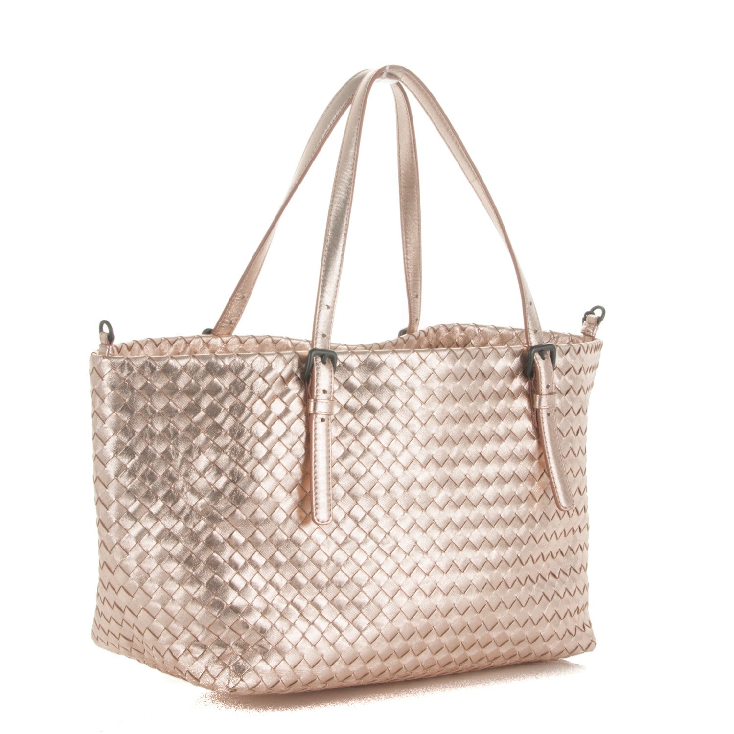 Bottega Veneta Metallic Grosgrain Intrecciato Medium A Shape Seamless Tote Rose Gold 5 of 8