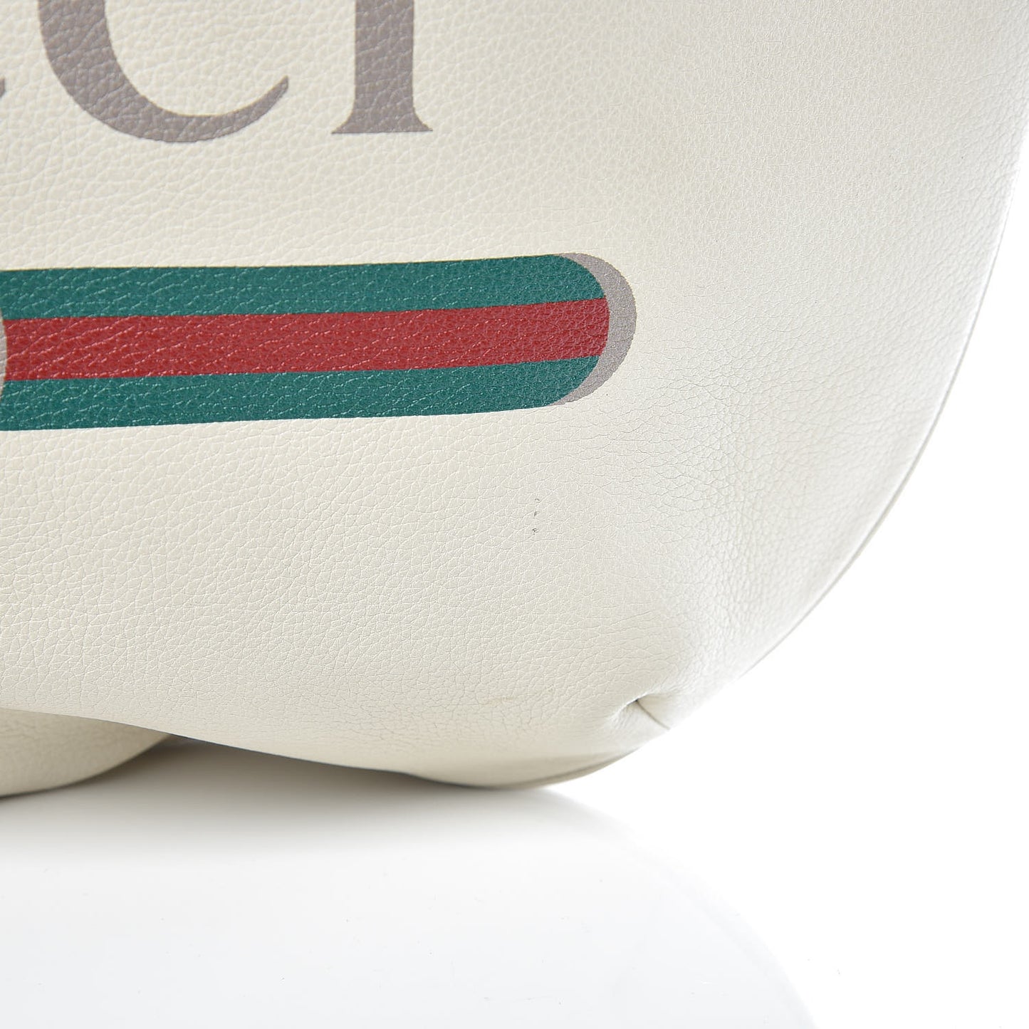 Grained Calfskin Logo Half Moon Hobo White