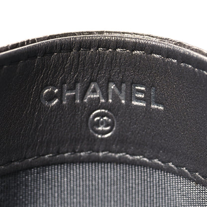 Chanel Metallic Calfskin Camellia Embossed Quilted Card Holder Grey 6 of 9