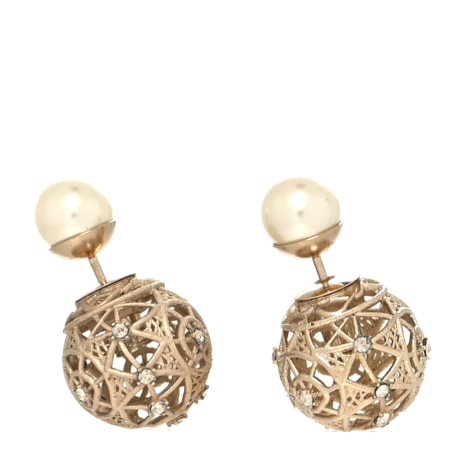Pearl Crystal Mise En Dior Tribales Earrings Gold